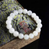 White Harmony Bead Bracelet - Hetian Jade