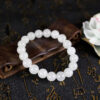 White Harmony Bead Bracelet - Hetian Jade