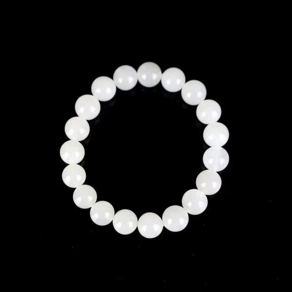 White Harmony Bead Bracelet - Hetian Jade